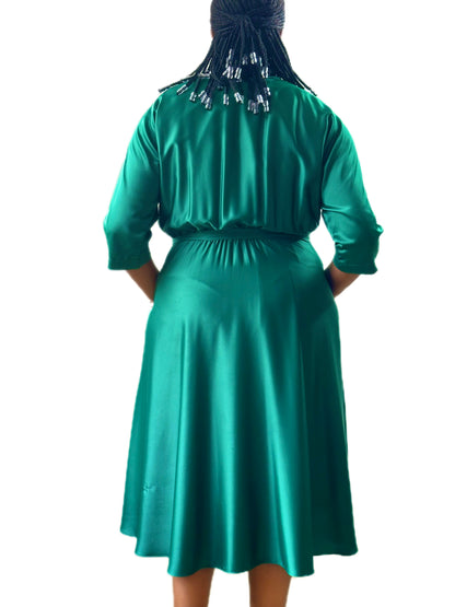 Robe midi vert émeraude