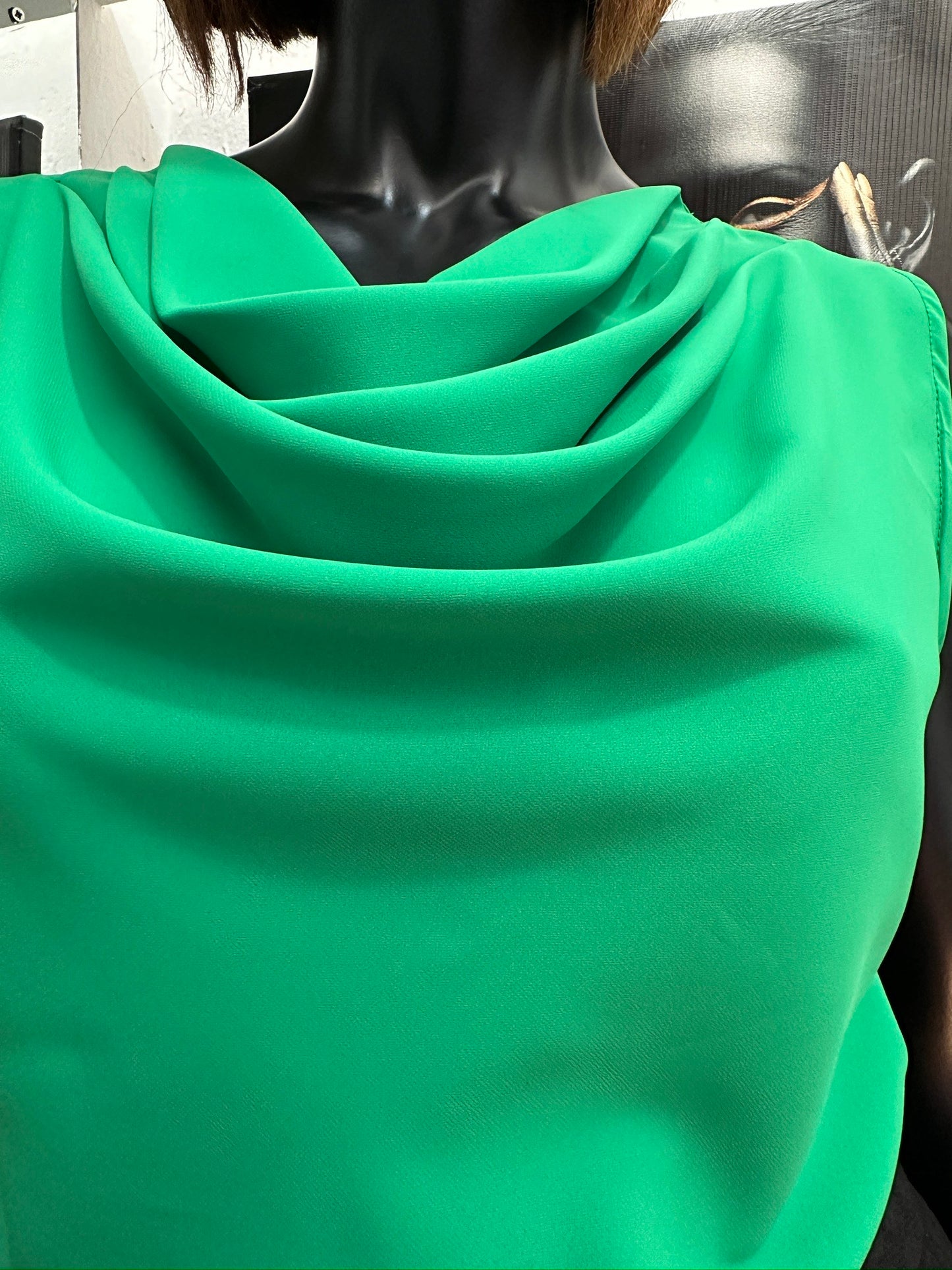 Green cowl sleeveless top