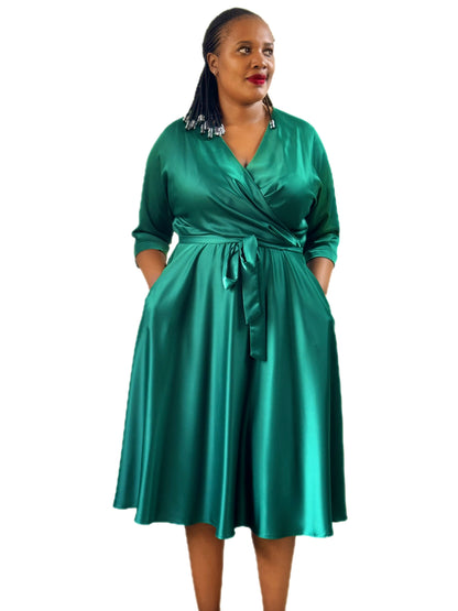 Robe midi vert émeraude