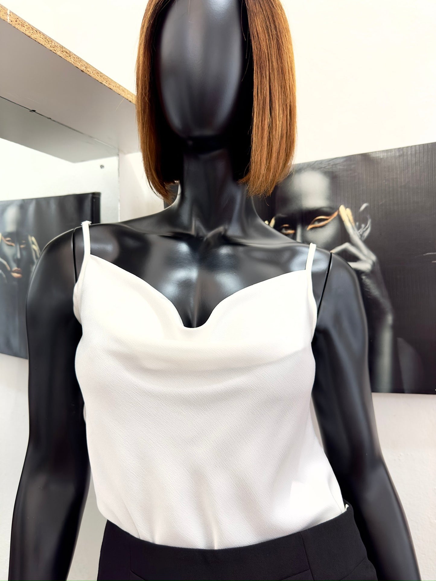 white cowl camisole