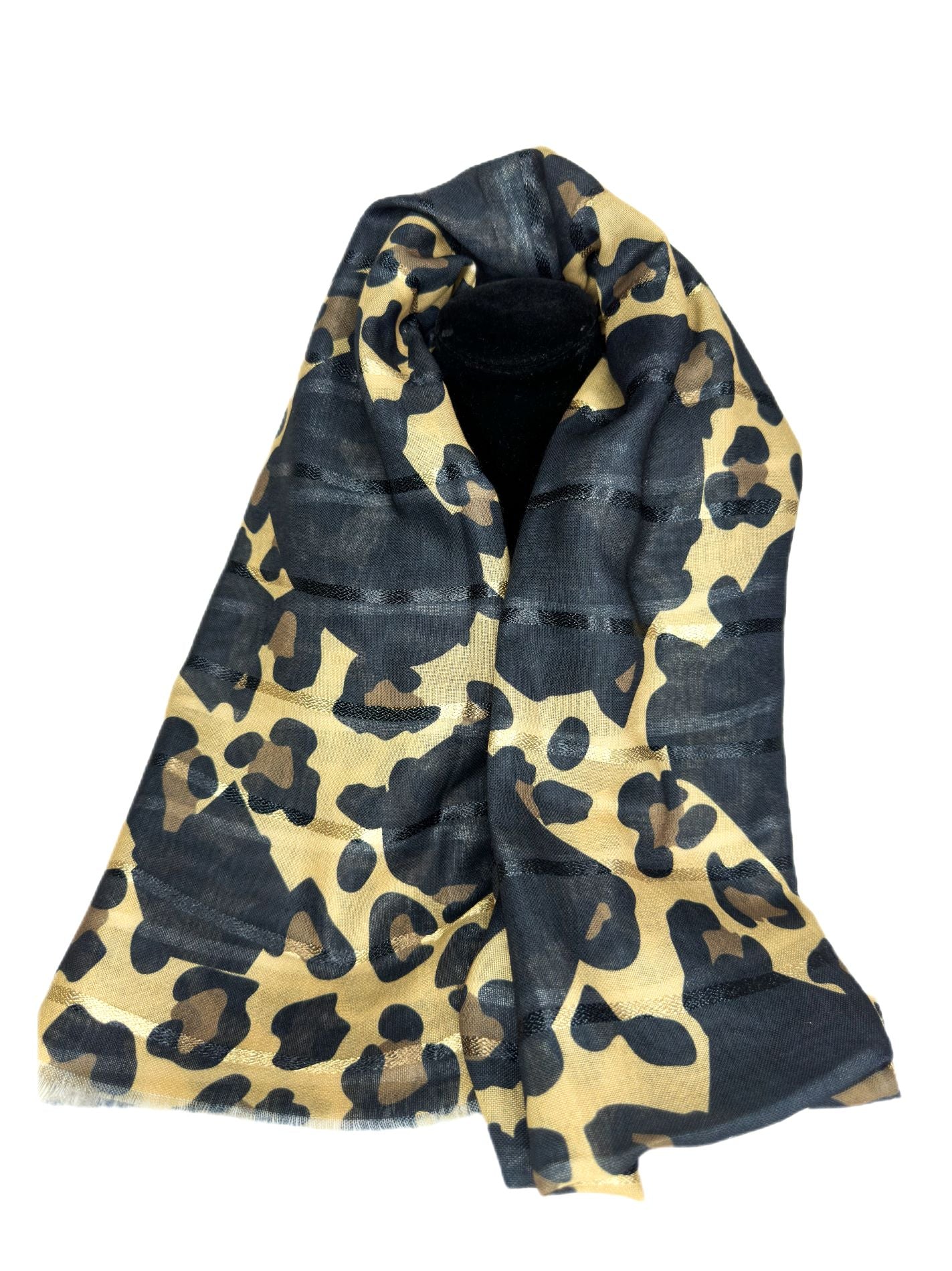 black yellow printed animal print scarf-lolini vogue