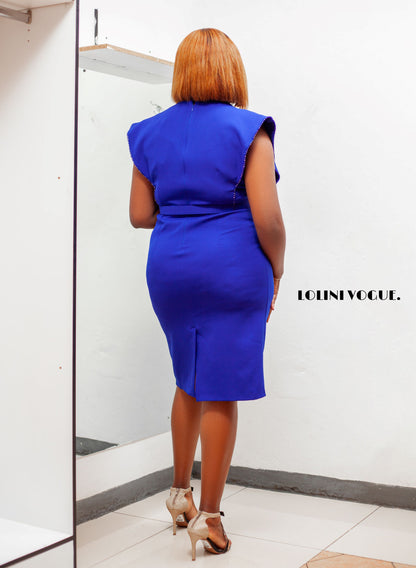 blue pencil dress comes with a belt 