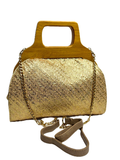 gold tweed hand bag- lolini vogue