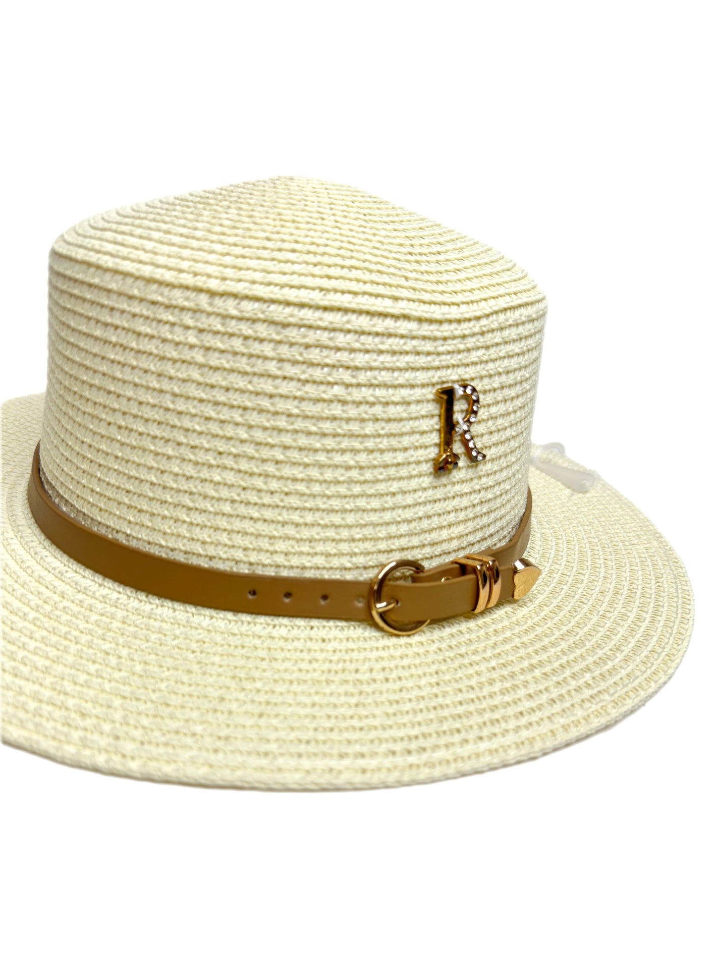 cream round straw hat-lolini vogue