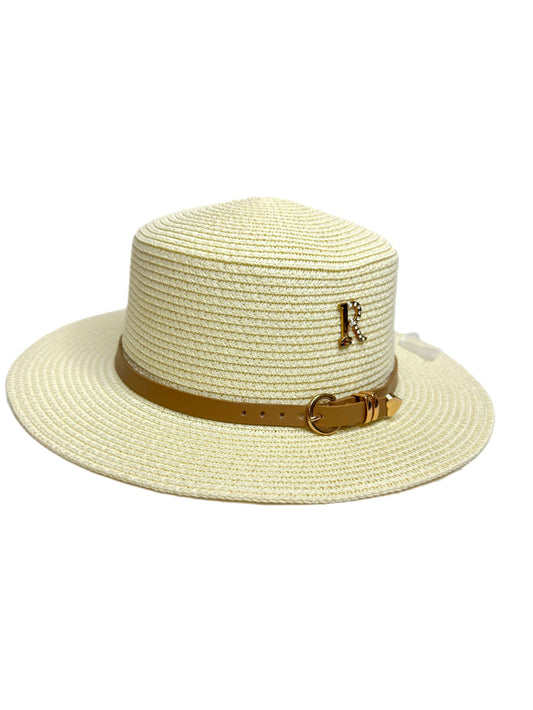 cream round straw hat-lolini vogue