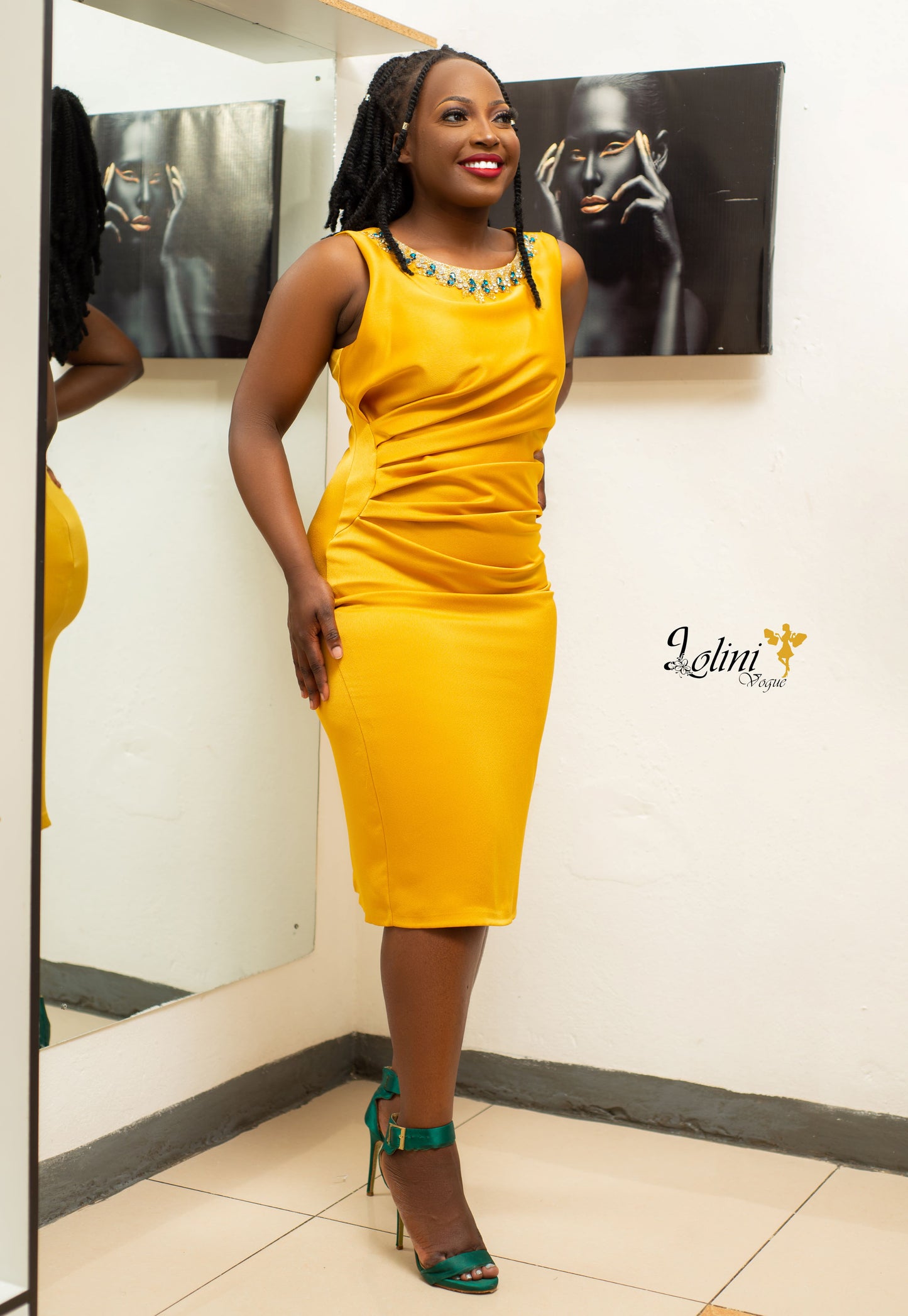 Mustard Knee Length Dress