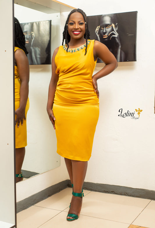 Mustard Knee Length Dress