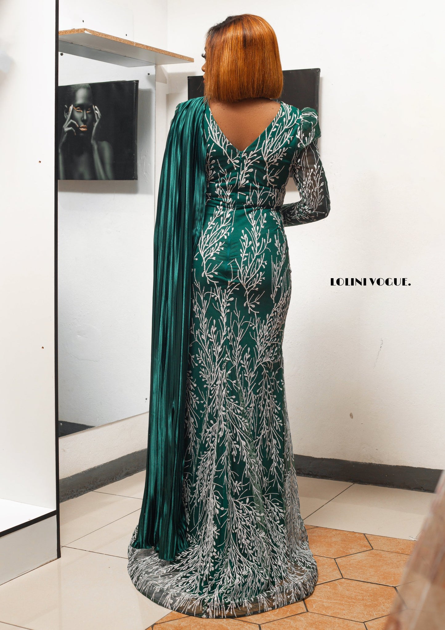 emerald long sleeve evening maxi dress 