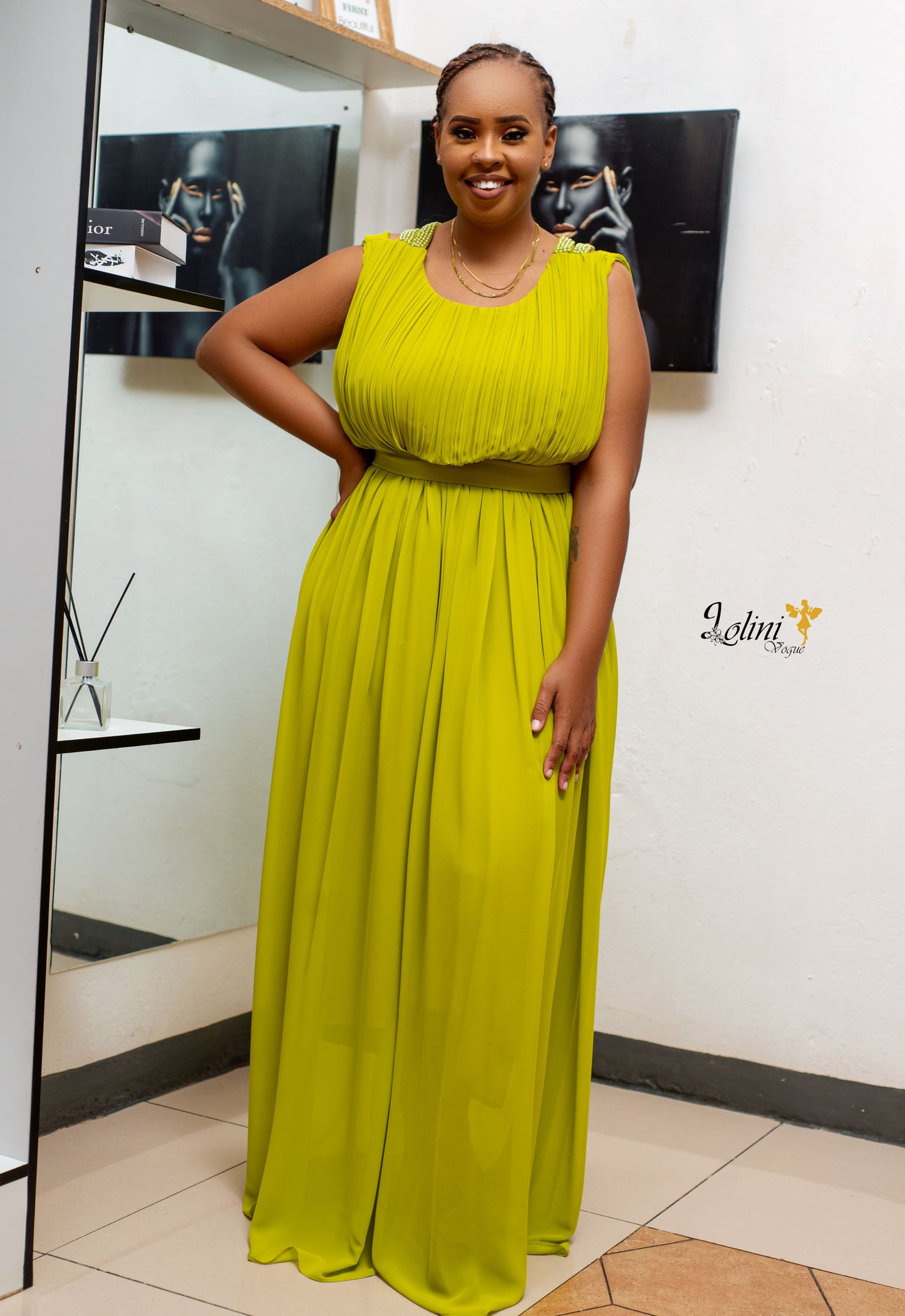 Goddess Chartreuse Dress