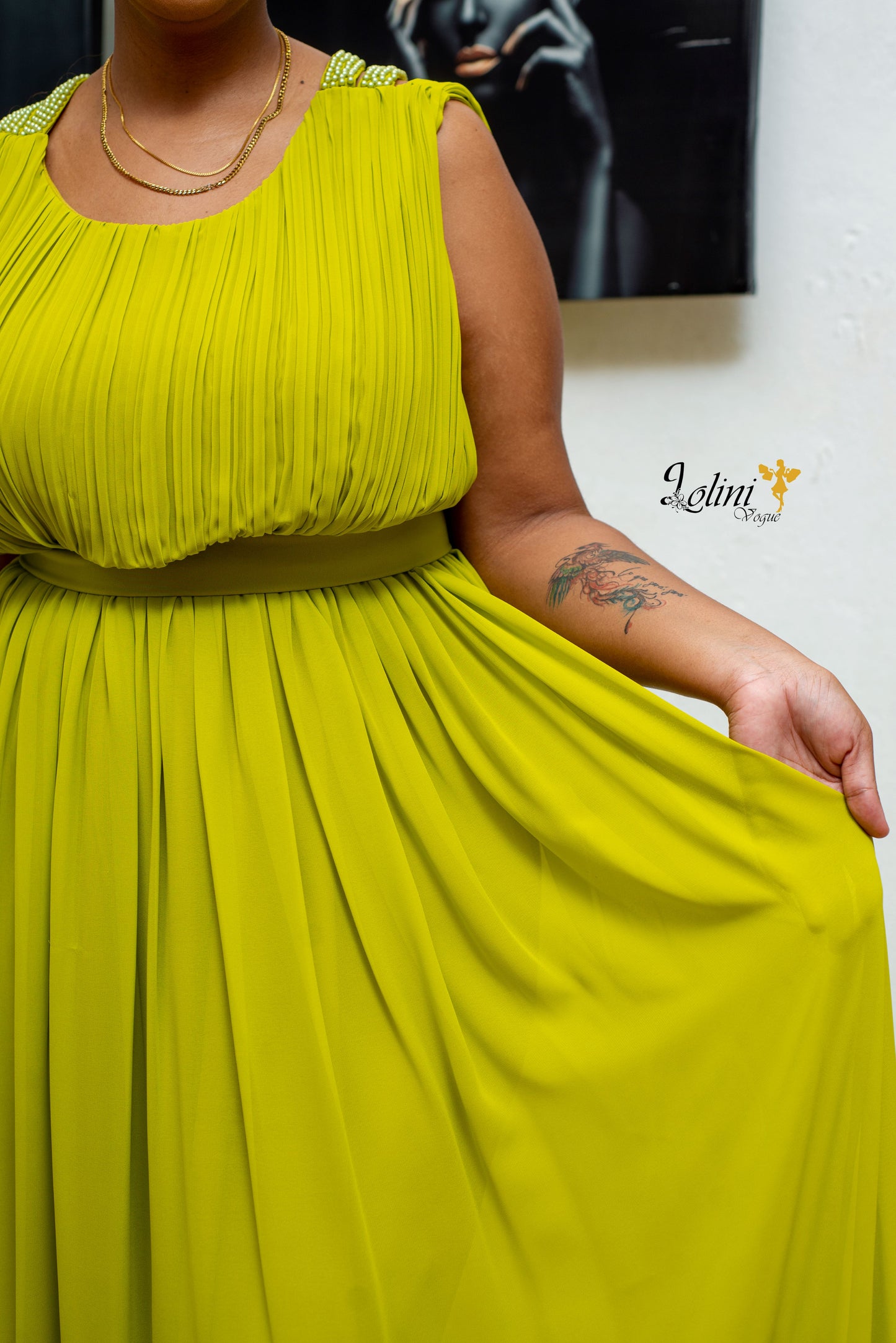 Goddess Chartreuse Dress