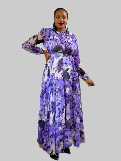 Lilac Patterned Maxi Dress