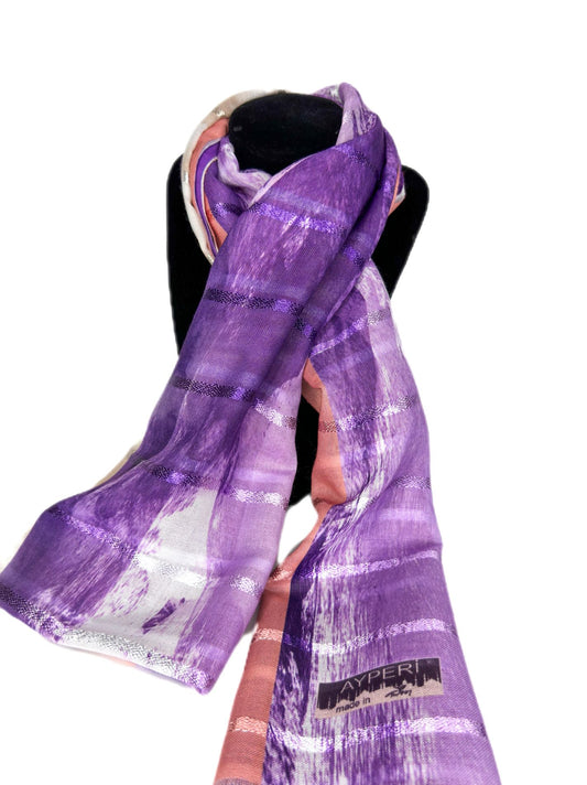 Lilac printed scarf-Lolini vogue