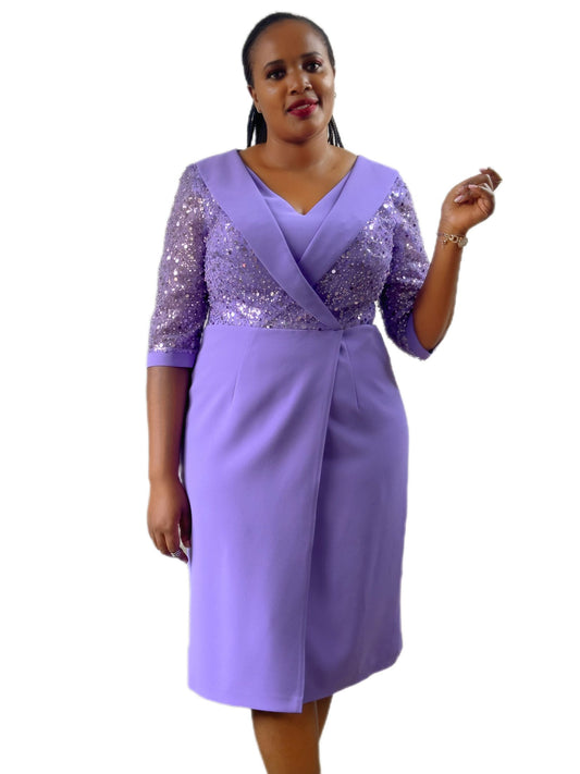 lilac top sequin dress- lolini vogue