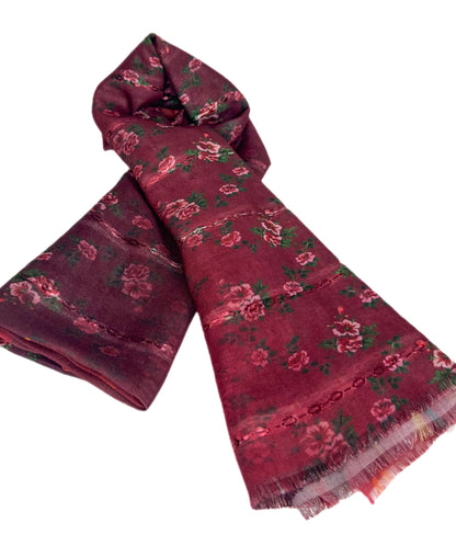 maroon floral patterned scarf-lolini vogue