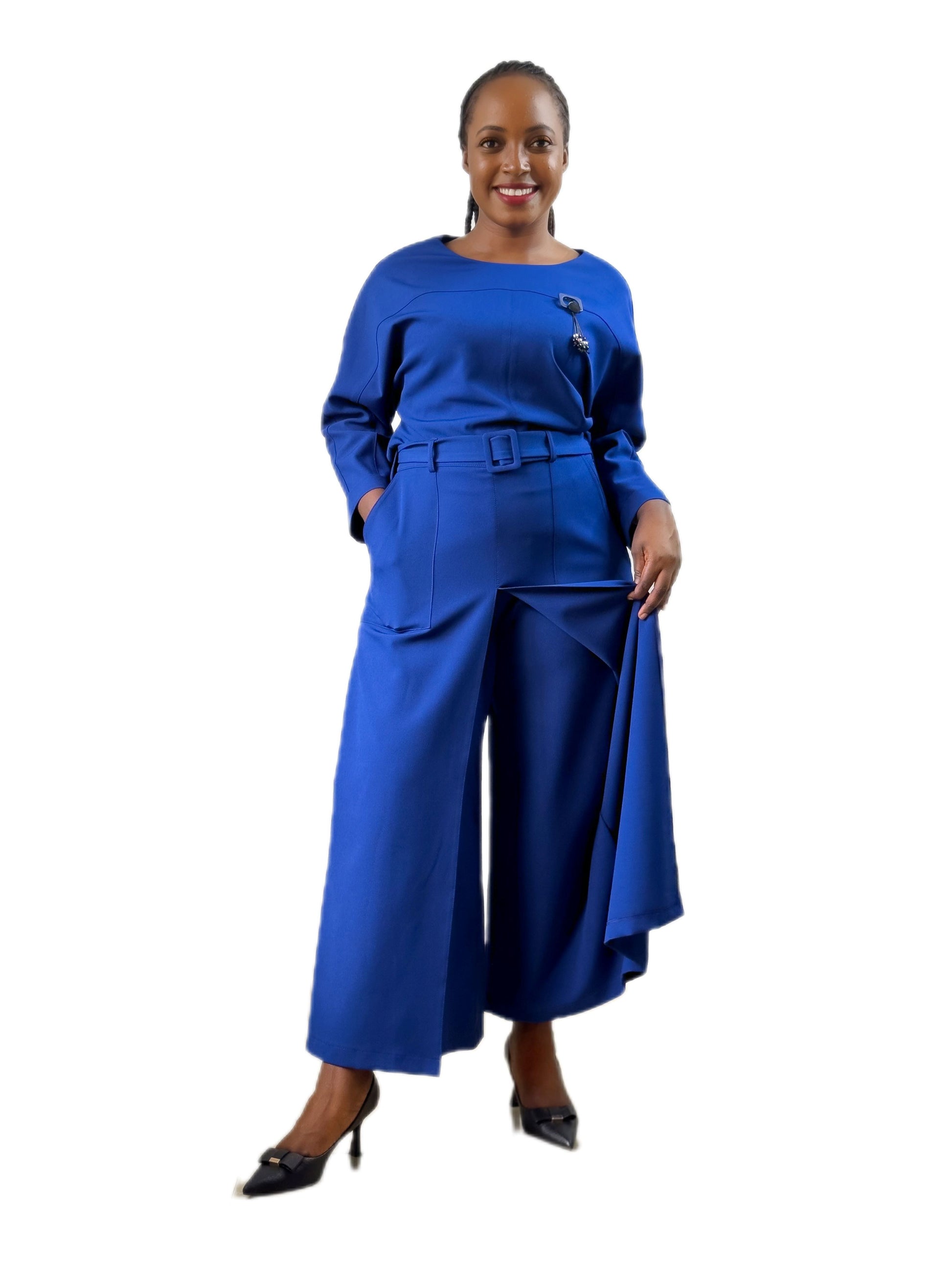 navy culotte 2 piece suit-lolini vogue