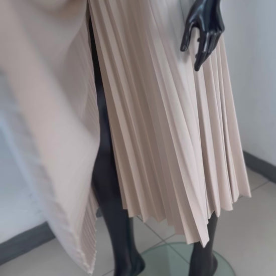 Pleated light beige wrap skirt in plus size 