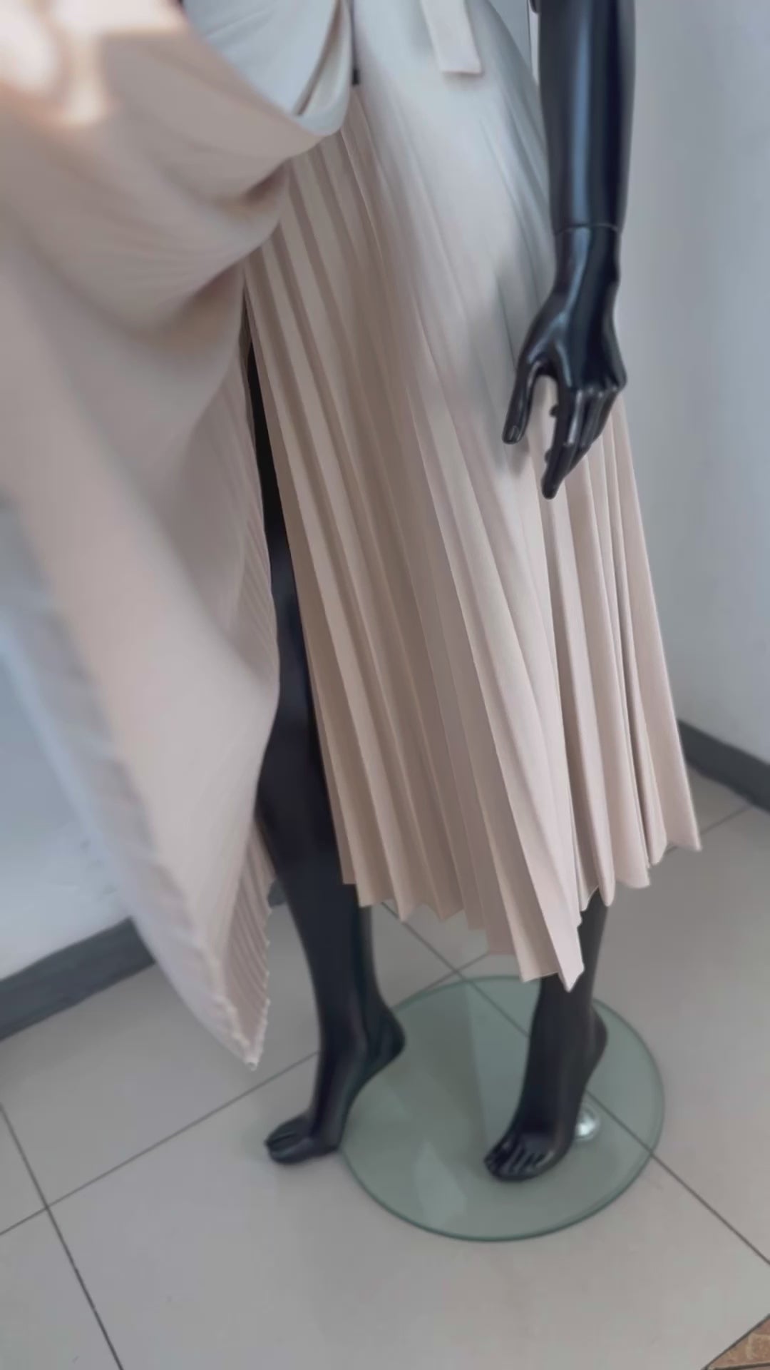 Pleated light beige wrap skirt in plus size 