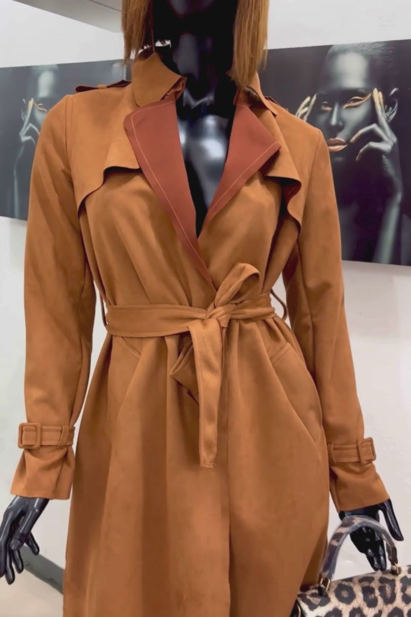 tan flowy trench coat-lolini vogue