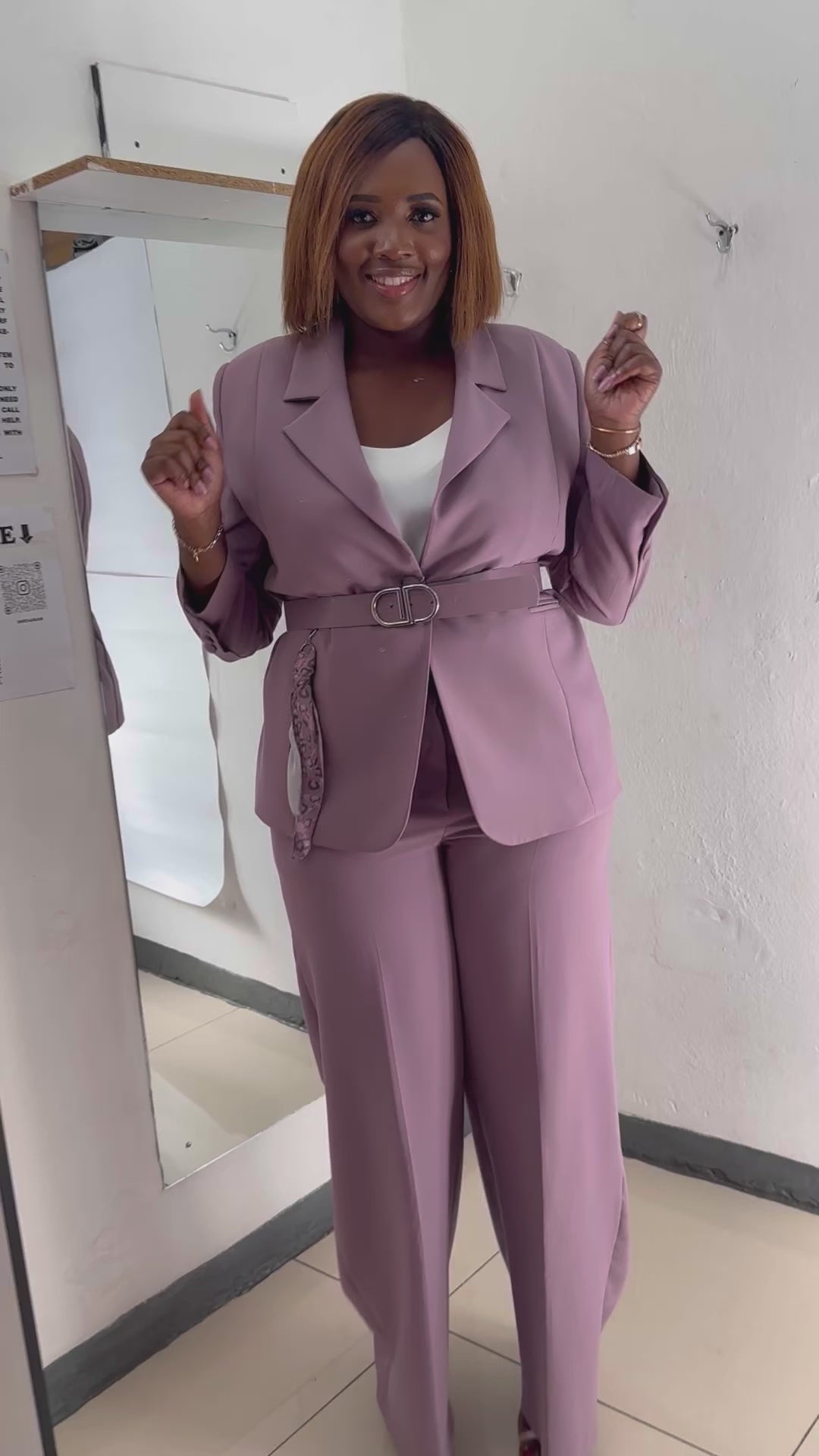 Mauve pant suit with palazzo pants- video