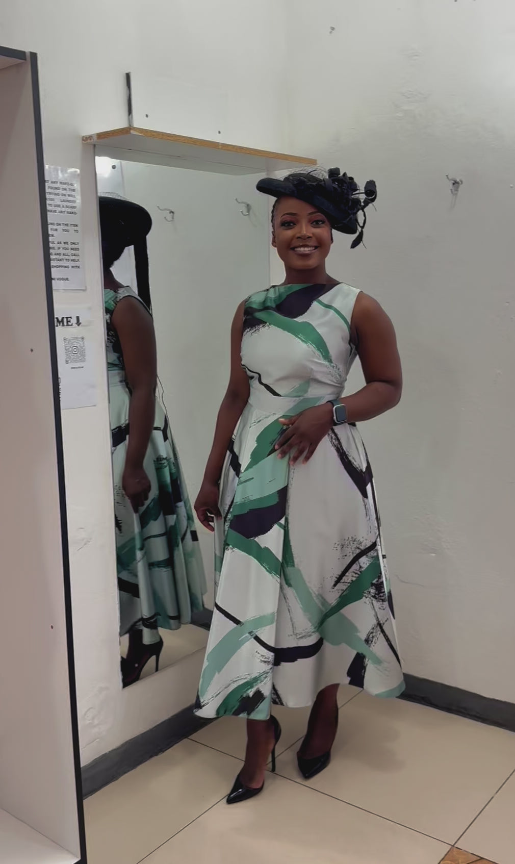 video of mint abstract dress