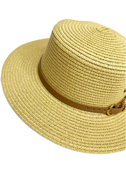 tan round straw hat- lolini vogue