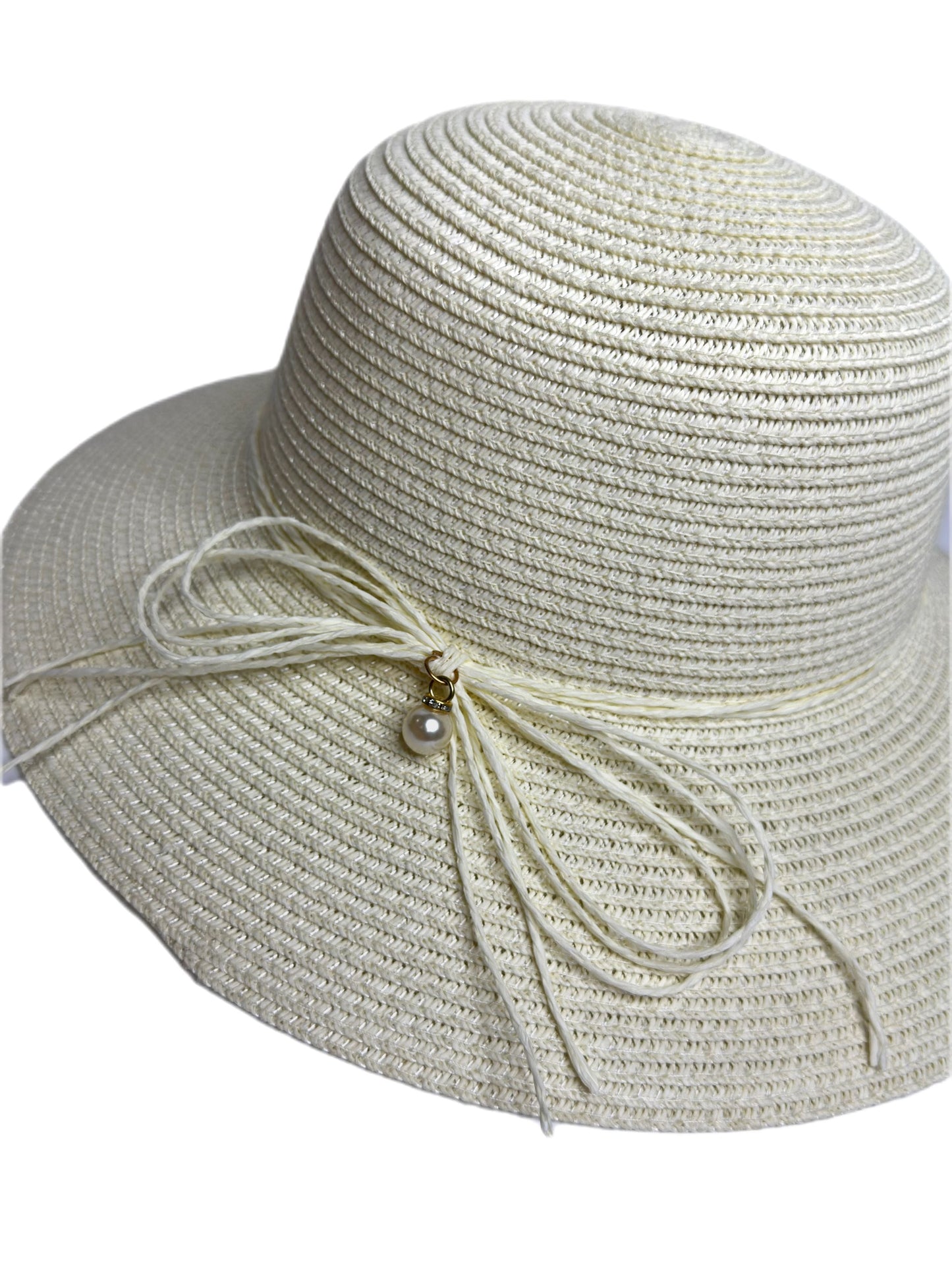 cream round straw hat- lolini vogue