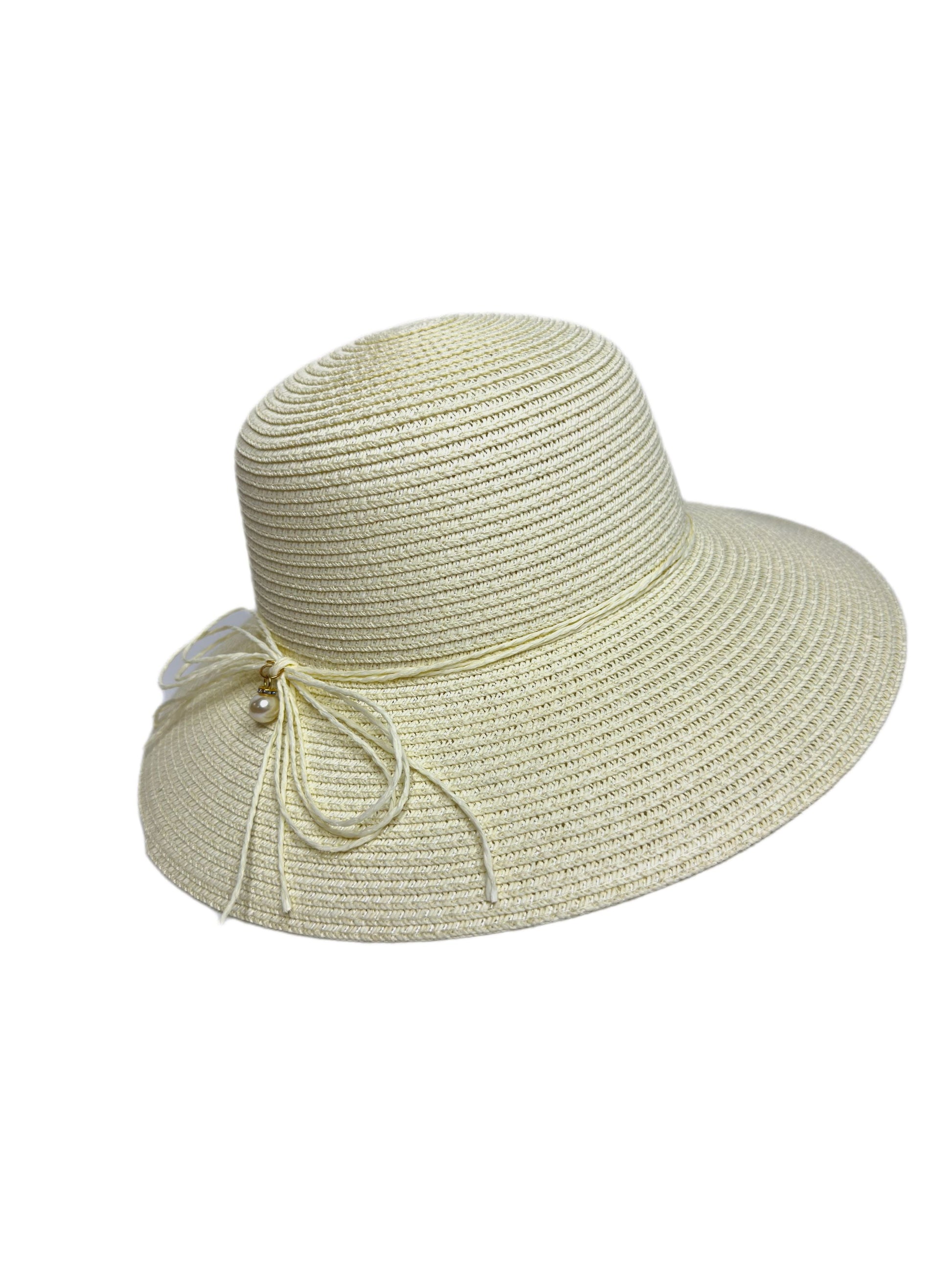 cream round straw hat- lolini vogue