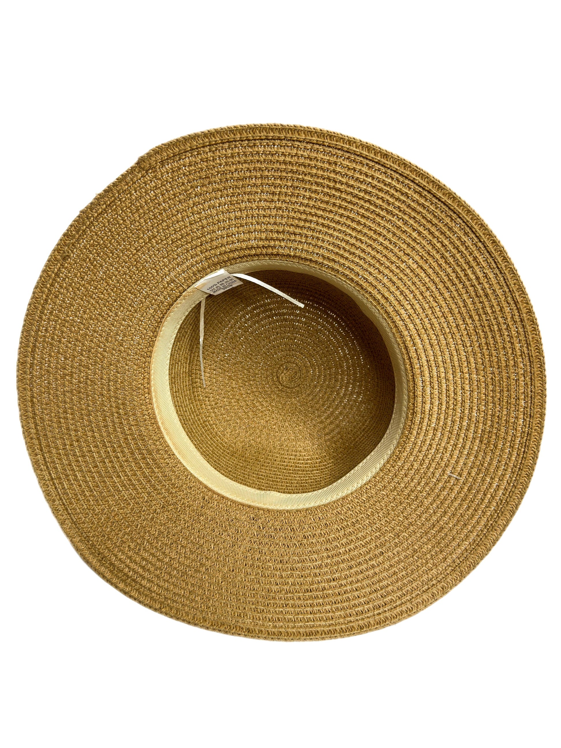 Tan round straw hat- lolini vogue