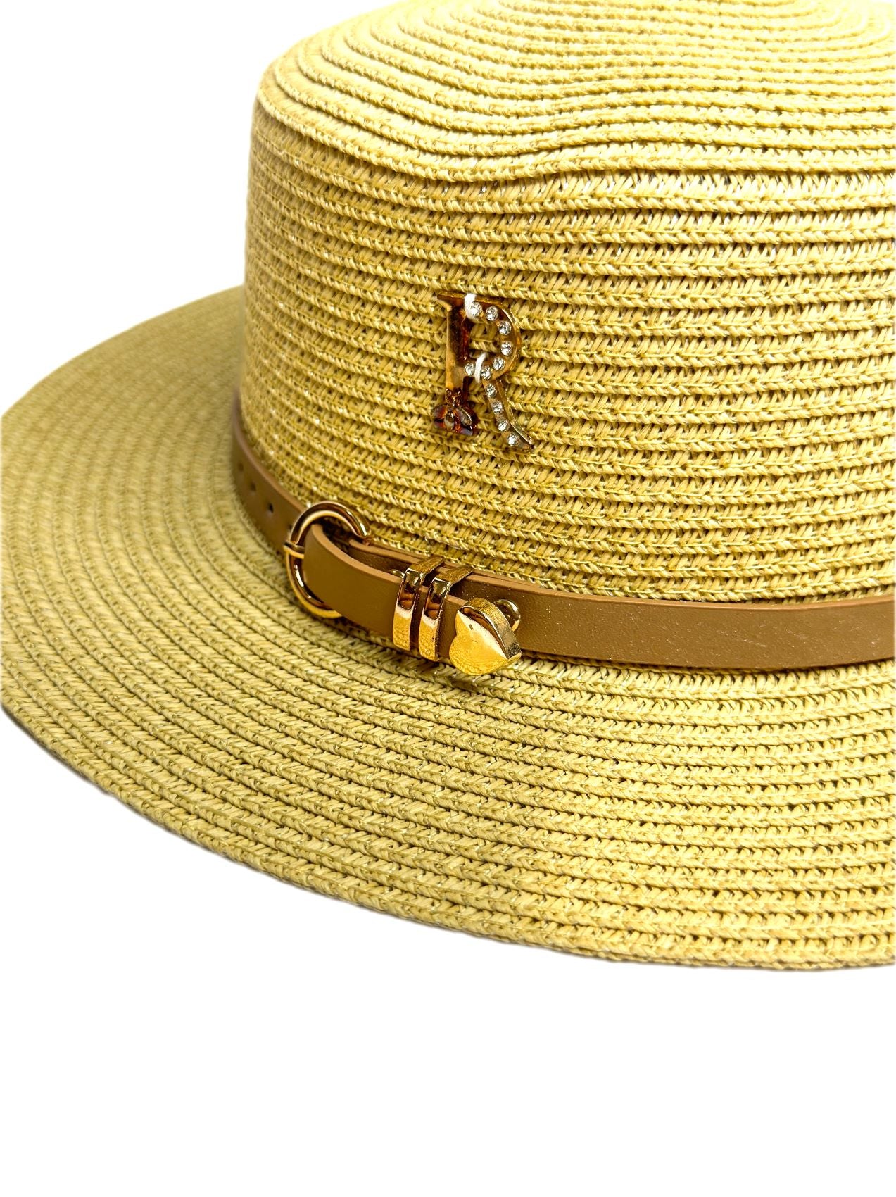 tan round straw hat- lolini vogue