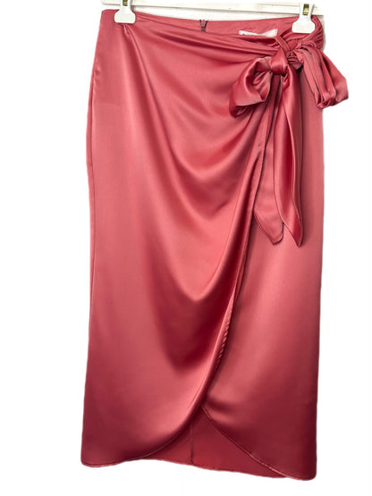 peach satin wrap skirt-lolini vogue