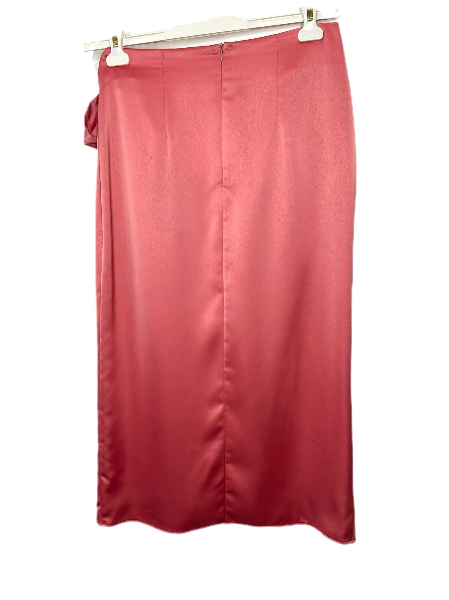 peach satin wrap skirt-lolini vogue