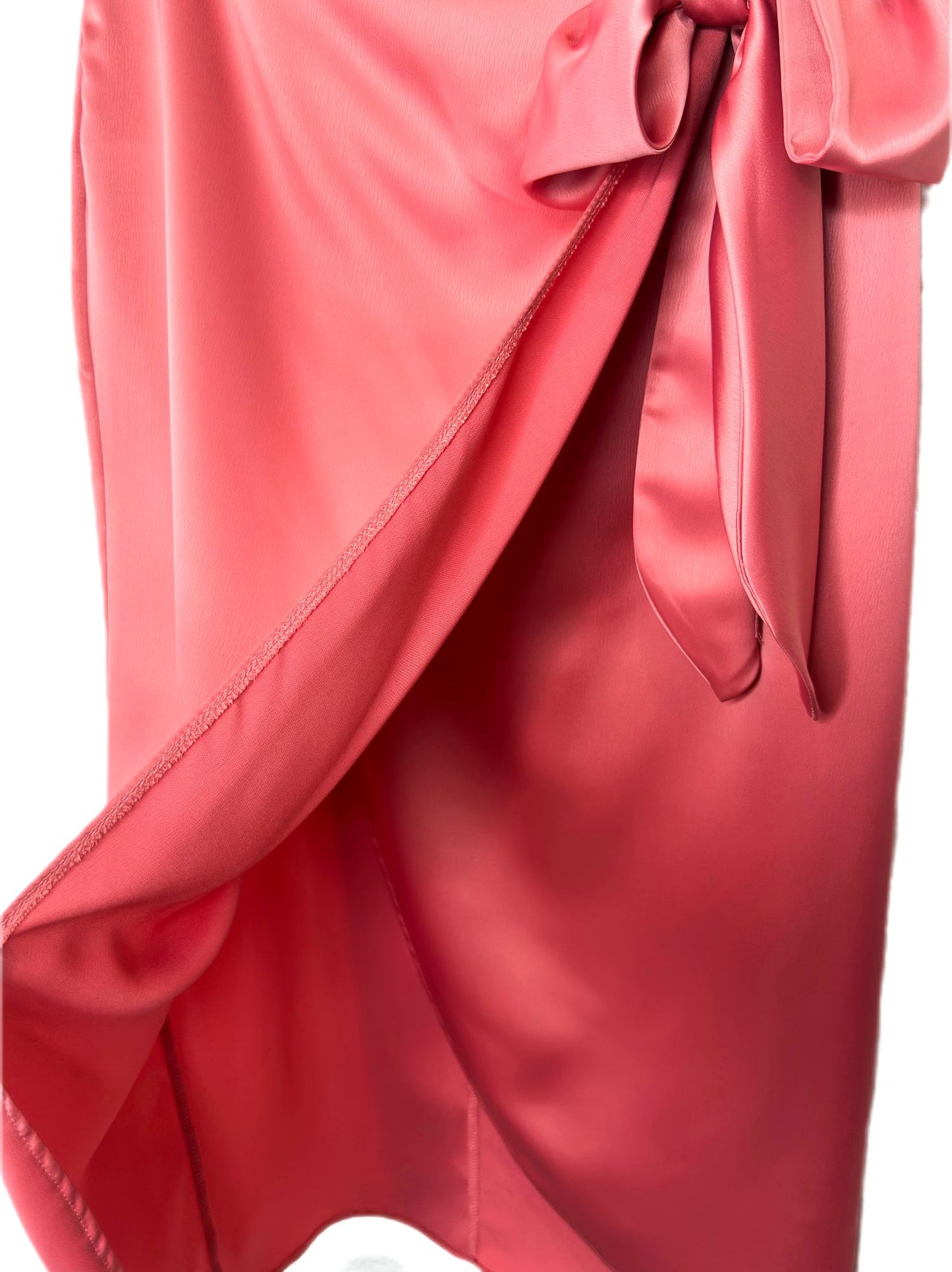 peach satin wrap skirt-lolini vogue