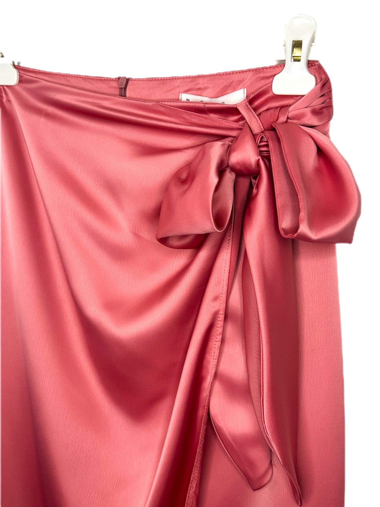 peach satin wrap skirt-lolini vogue