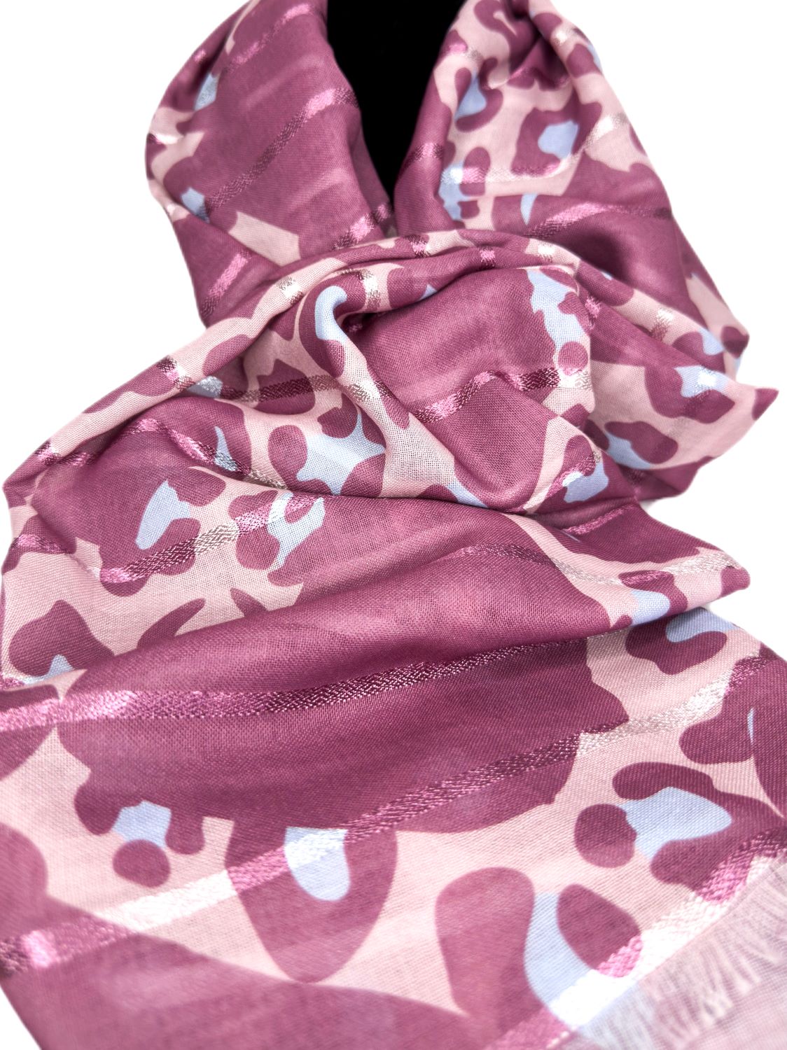 Purple patterned scarf with animal print detail-lolini vogue