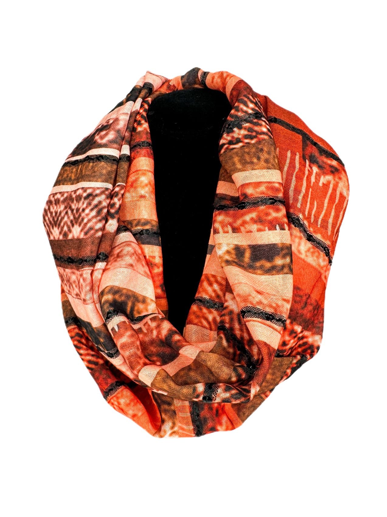 orange with black printed scarf-lolini vogue