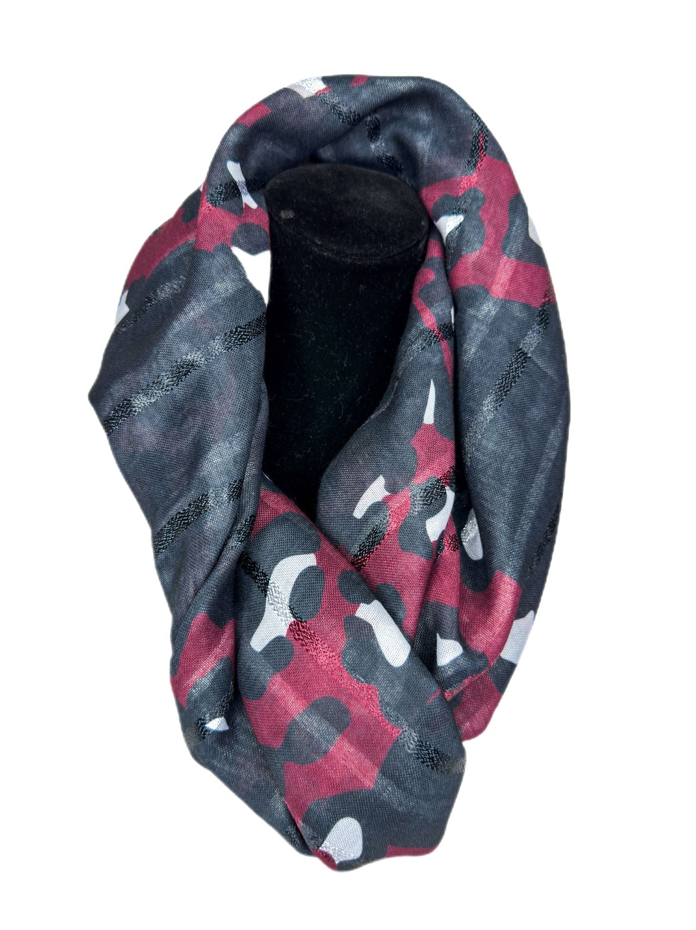 black with red printed scarf-Lolini vogue