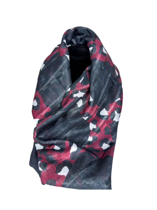 black with red printed scarf-Lolini vogue