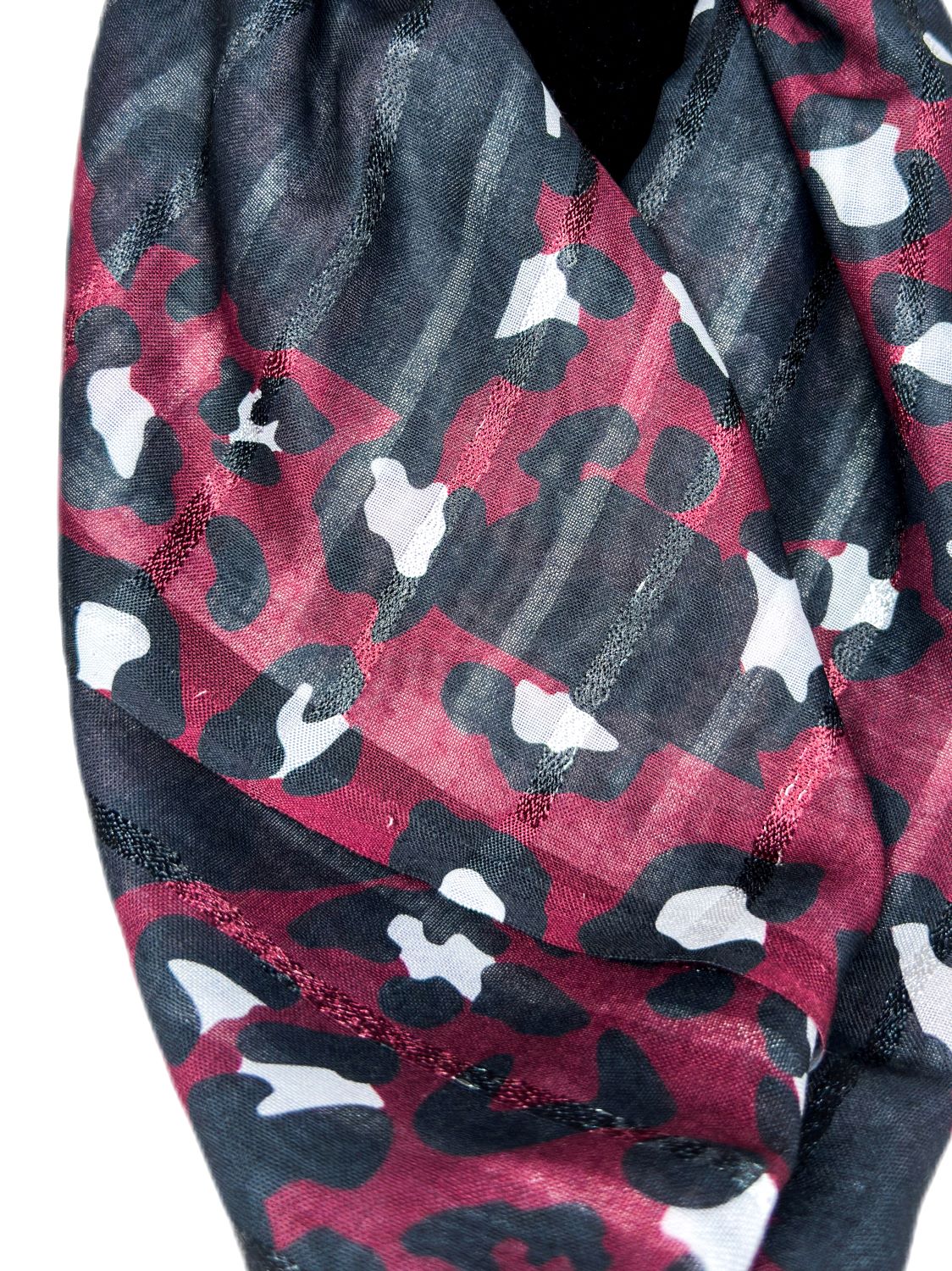 black with red printed scarf-Lolini vogue