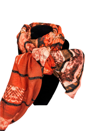 orange with black printed scarf-lolini vogue