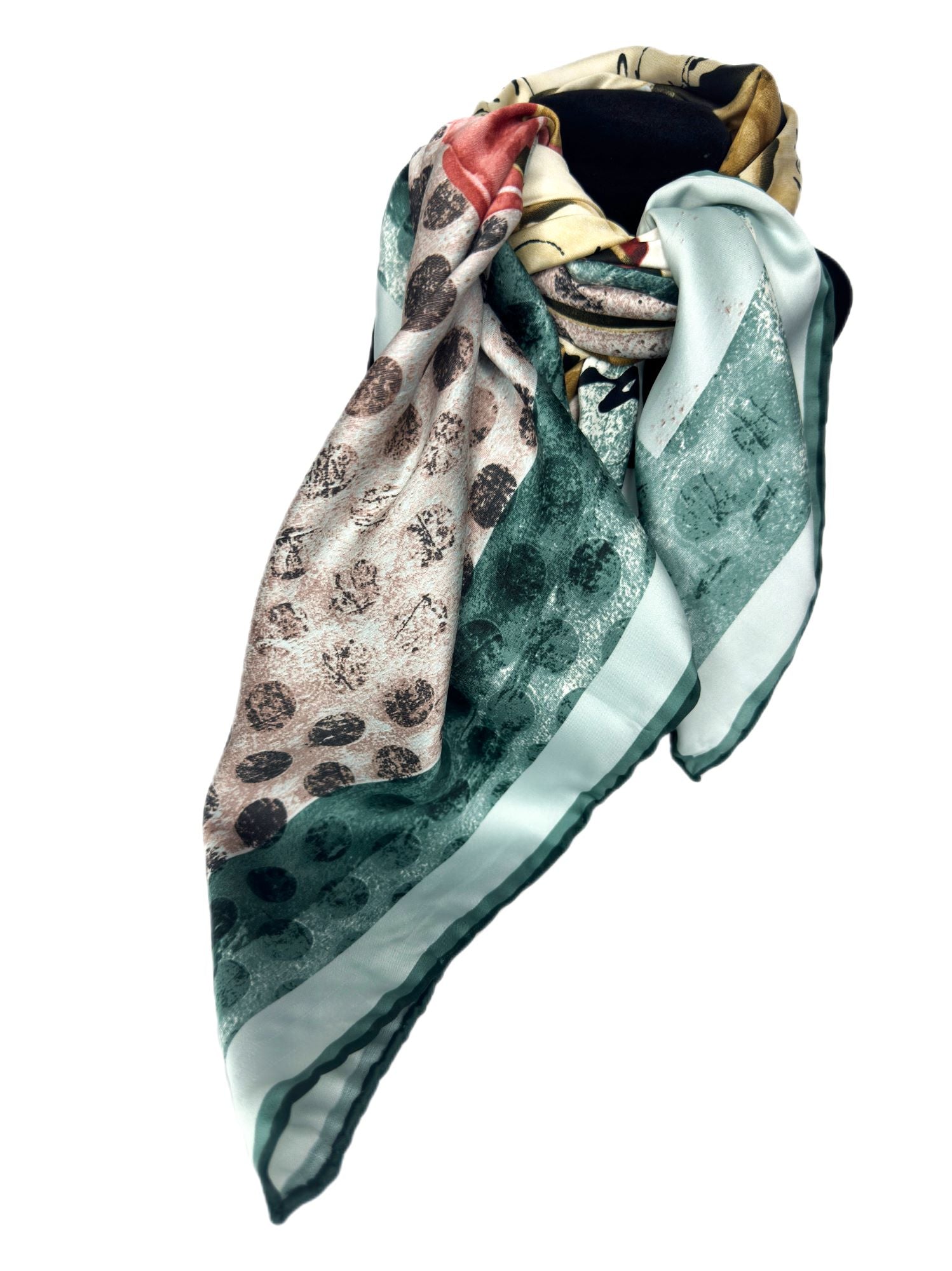 green silk scarf- lolini vogue