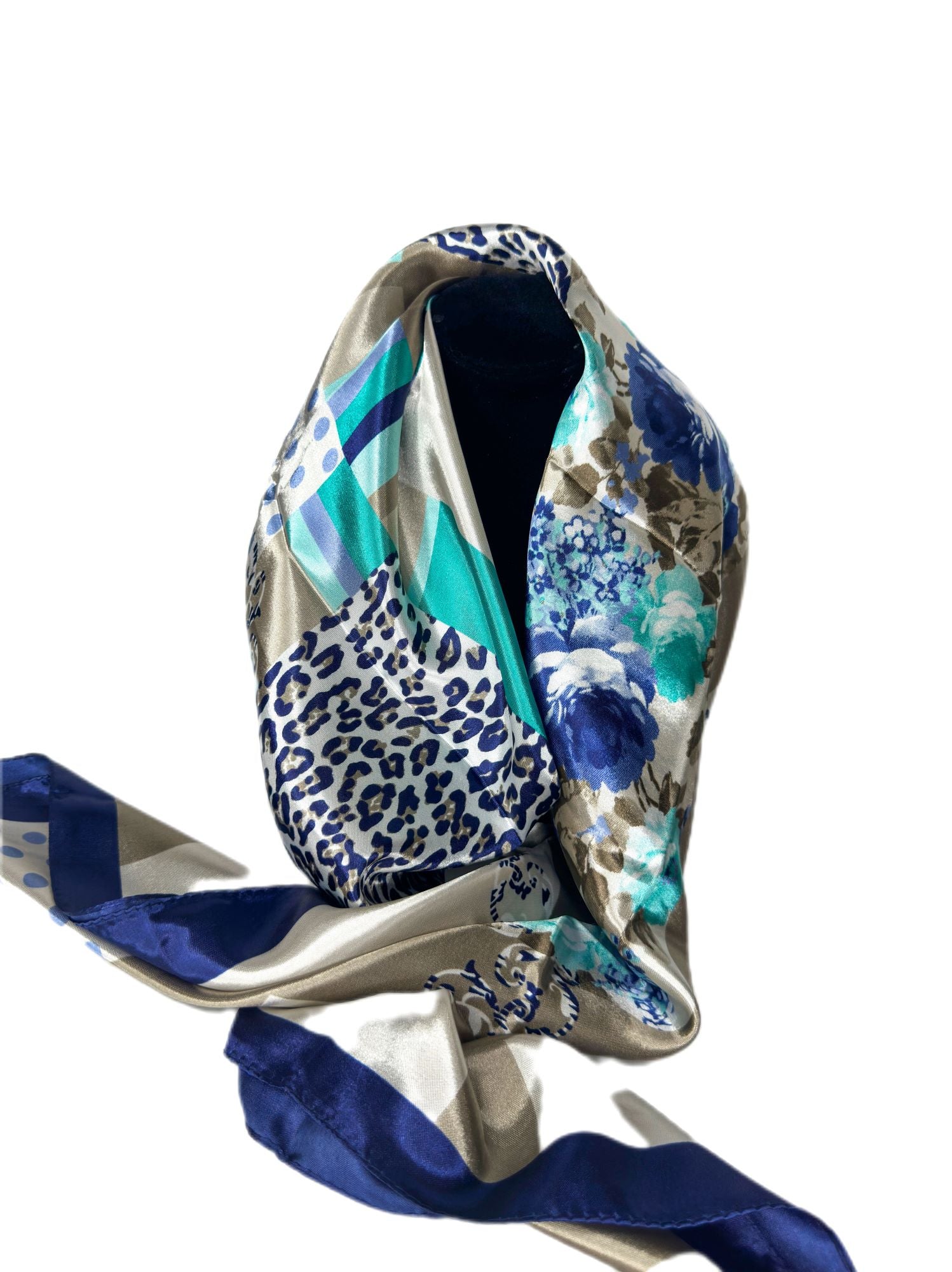 blue printed silk scarf- lolini vogue