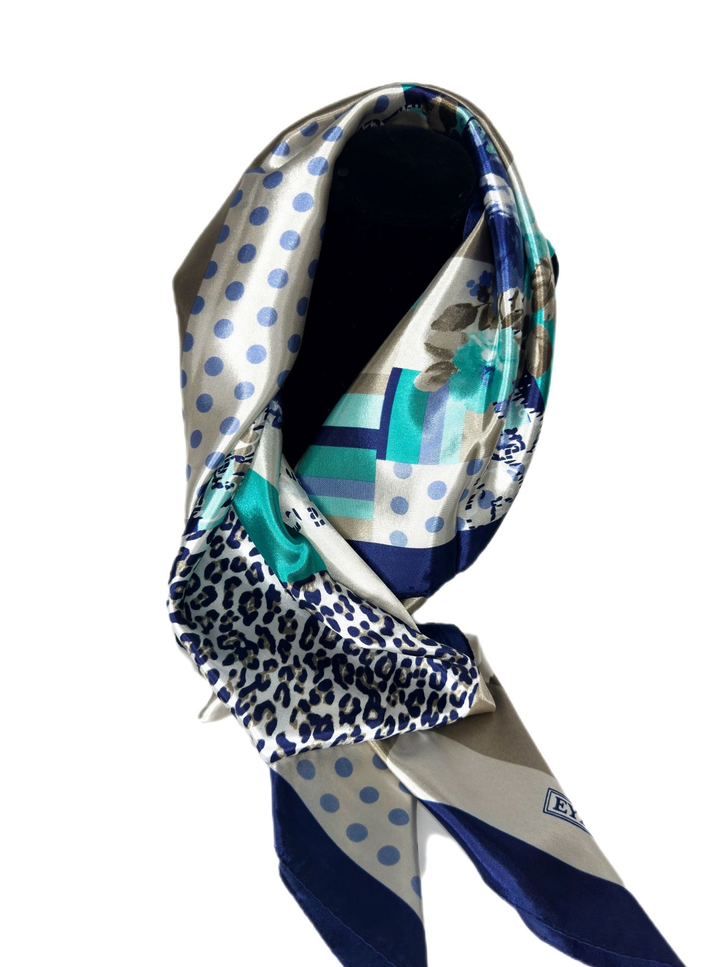 blue printed silk scarf- lolini vogue