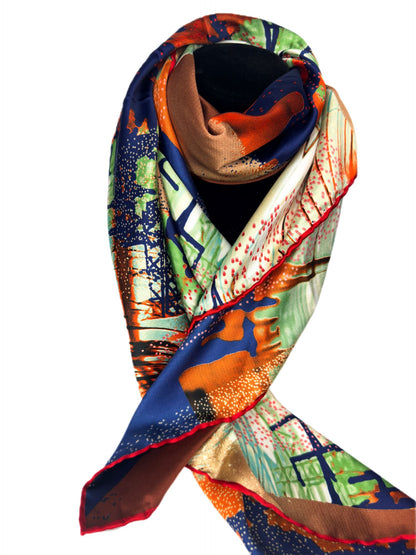 multi color printed silk scarf-lolini vogue