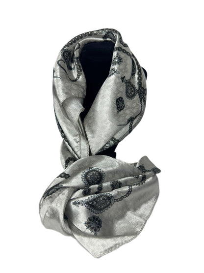 grey patterned silk scarf-lolini vogue