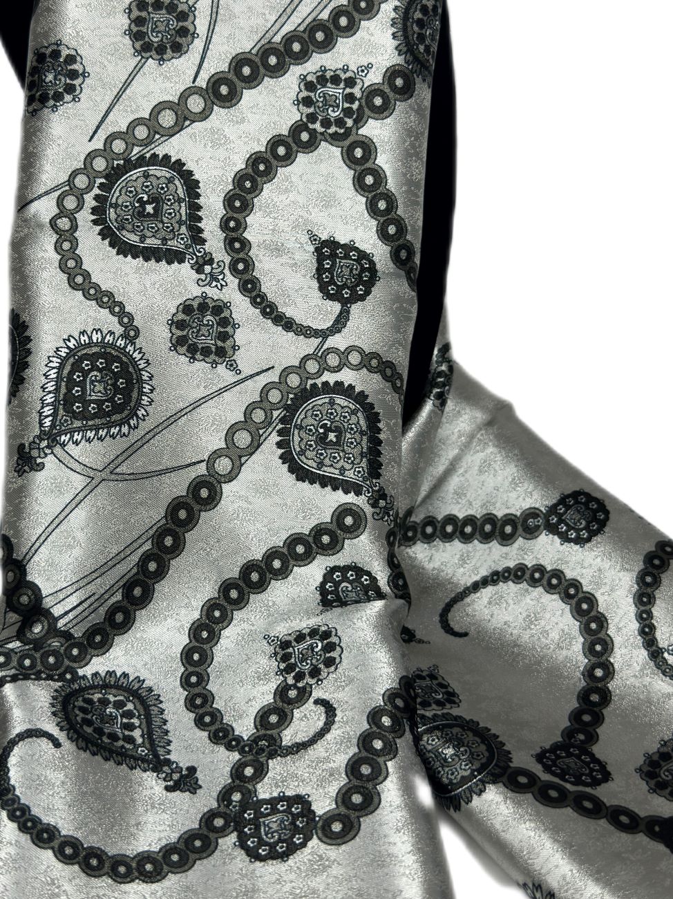 grey patterned silk scarf-lolini vogue