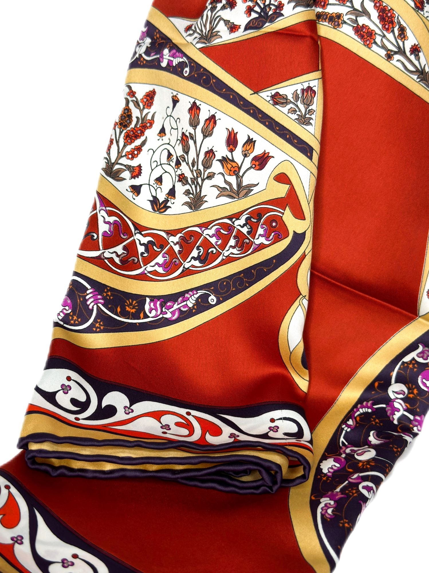 Red elegant print silk scarf-lolini vogue