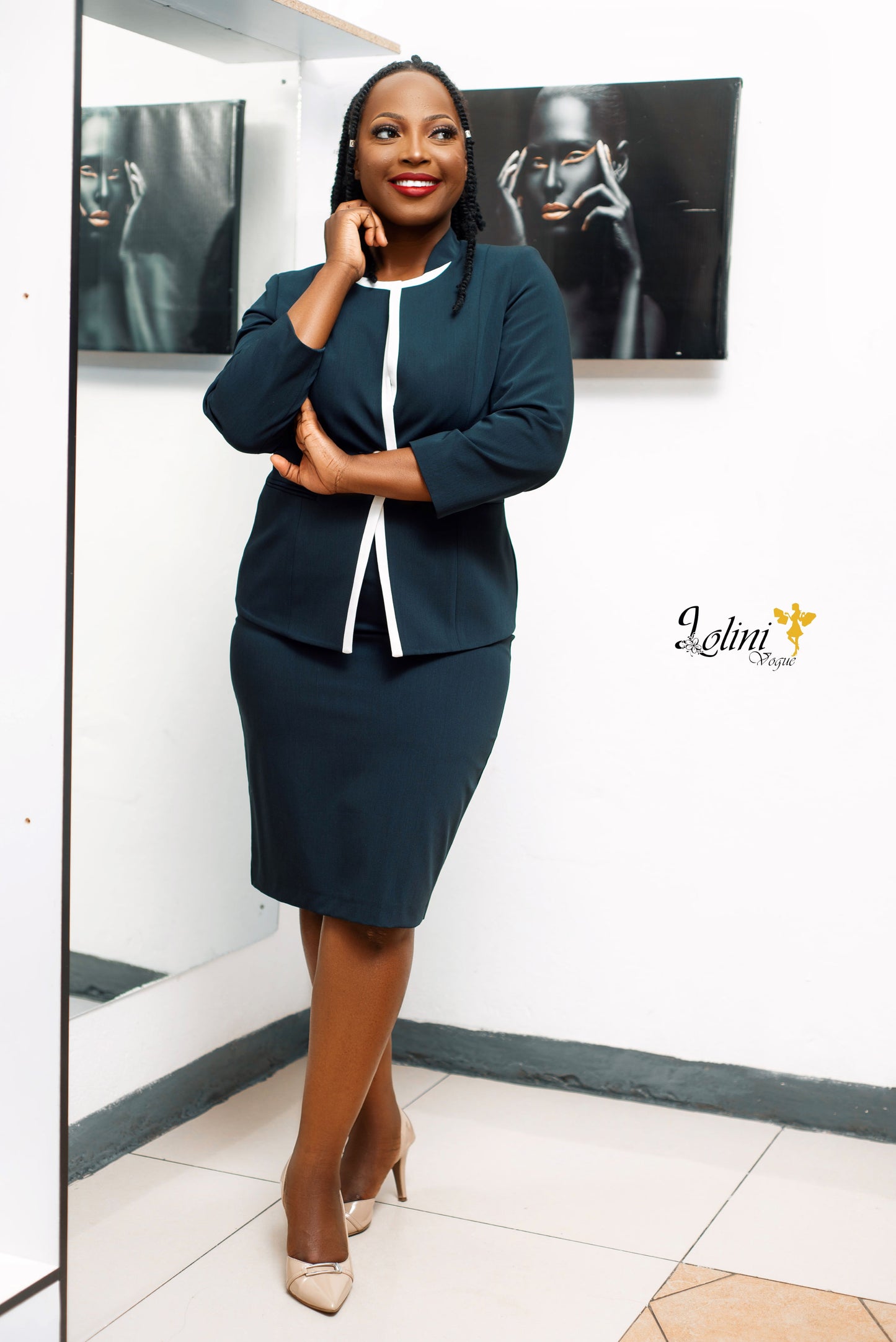 Navy Blue Skirt Suit