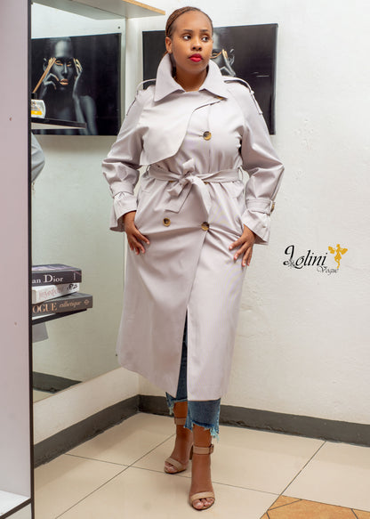 Long Classic Grey Trenchcoat