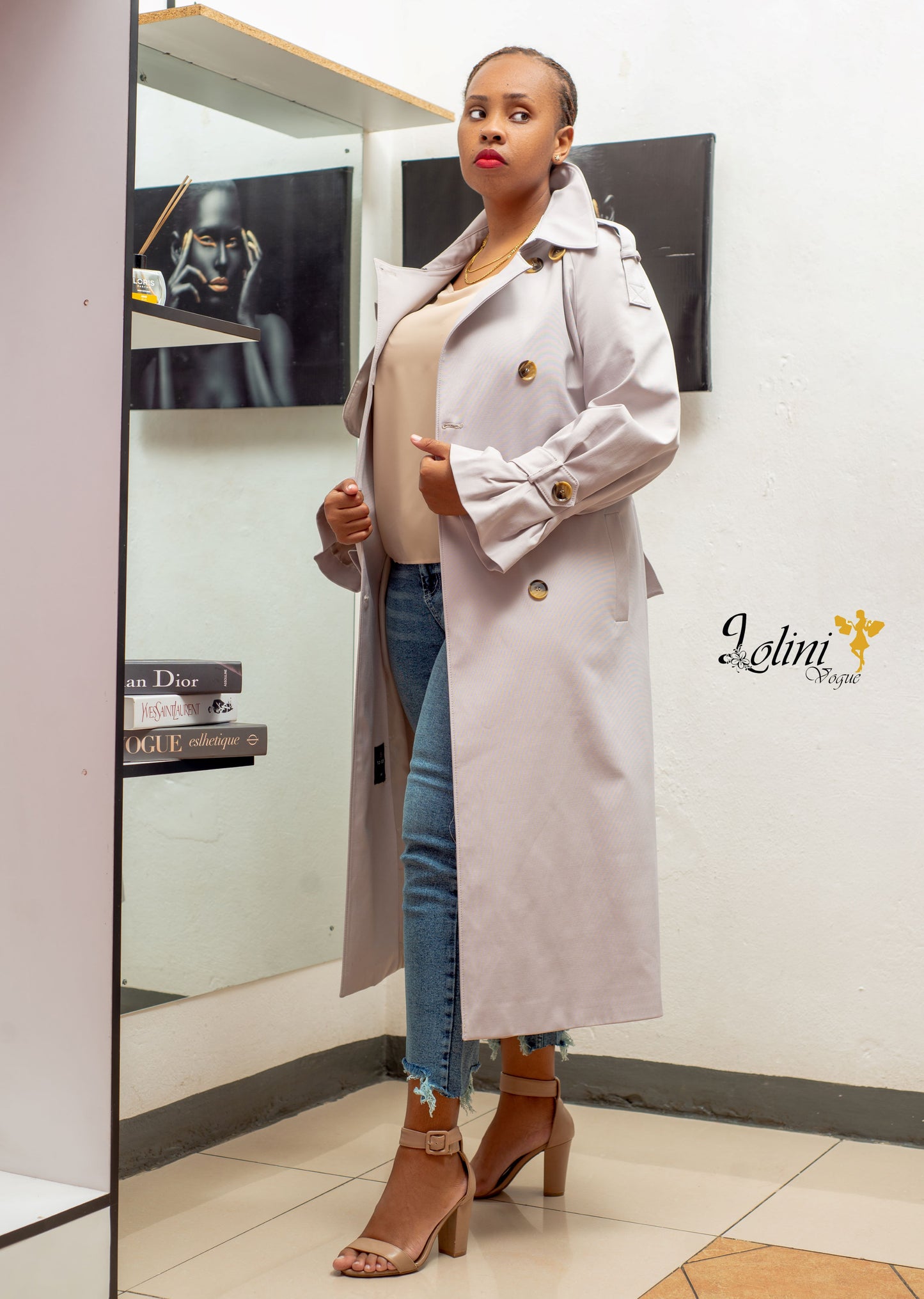 Long Classic Grey Trenchcoat